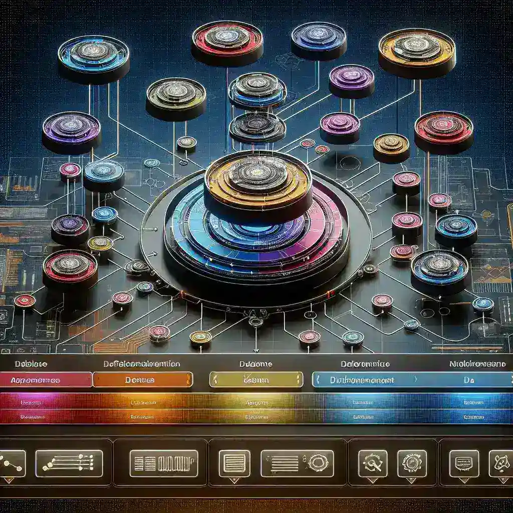 "Interfaz de una plataforma moderna para gestionar el versionado de esquemas de datos, destacando herramientas y funcionalidades clave, ilustrando la guía completa 2024 sobre mejores prácticas en la gestión de datos."